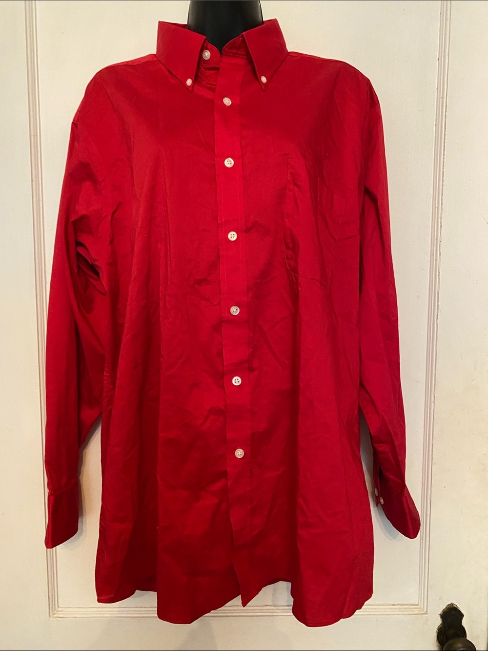 ! IZOD Men's Red Button-Down Shirt Classic Fit Wrinkle-Free Cotton Blend Big
